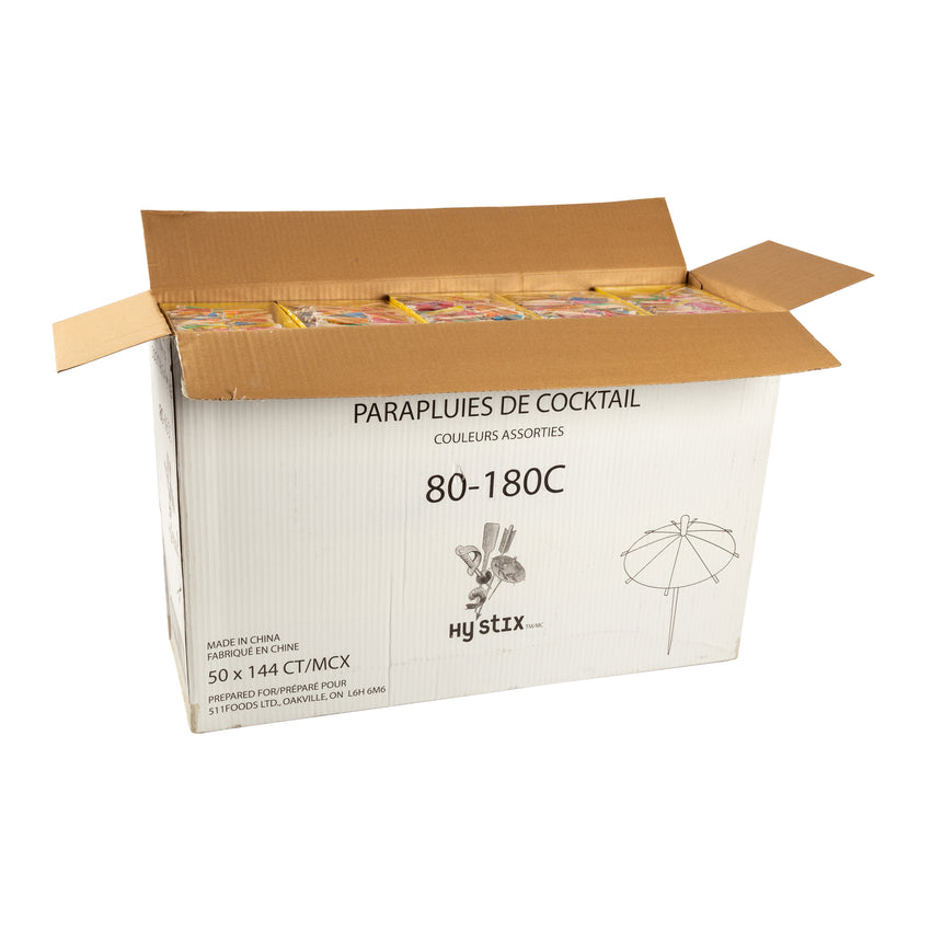 Toothpick Umbrella 4" Assorted Colour, Case 144x50