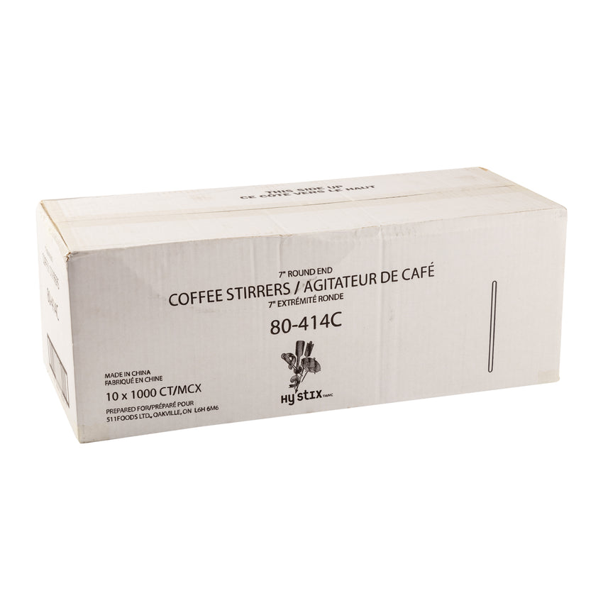 Wooden Stirrer Coffee Round End 7", Case 1000x10