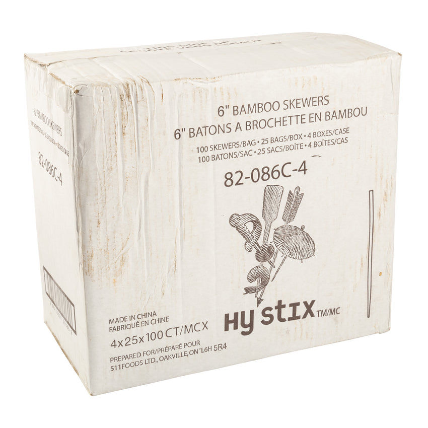 Skewer Bamboo 6", Case 100x25x4