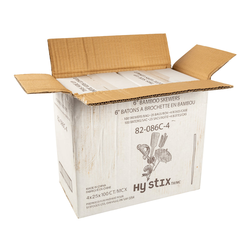 Skewer Bamboo 6", Case 100x25x4