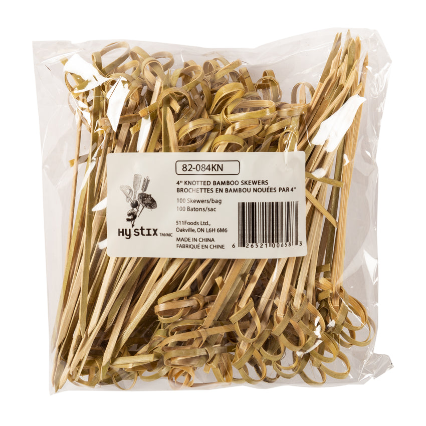 Skewer Knotted Bamboo 4", Case 100x10