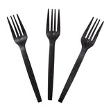 7" Black Plant Starch Material Forks, Three Forks Fanned Out