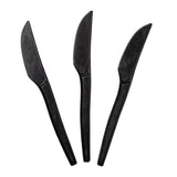 7" Black Plant Starch Material Knives, Three Knives Fanned Out