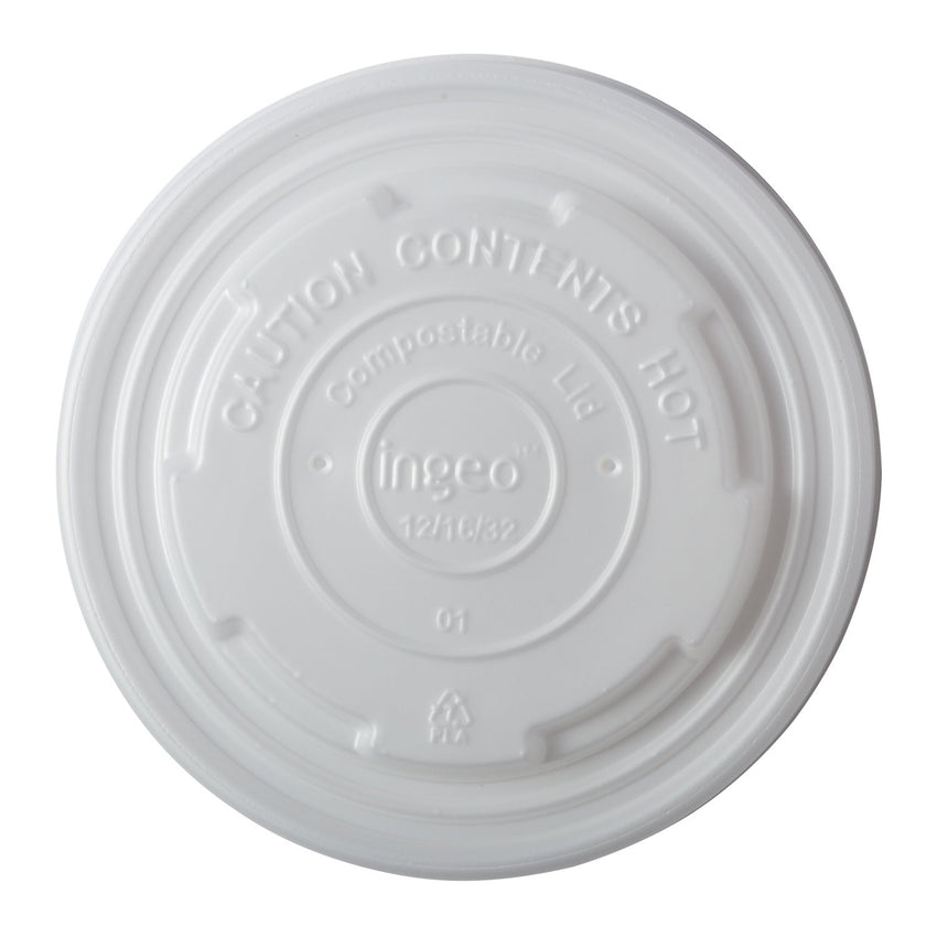 12-32 oz Compostable CPLA Lid, Overhead View