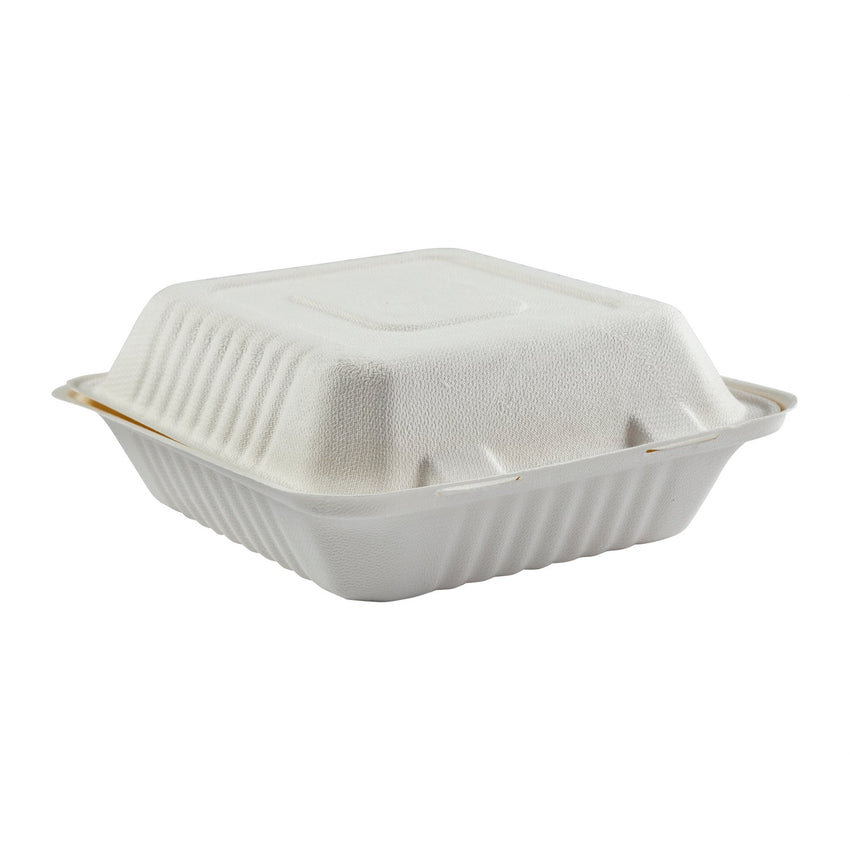 Deep Medium PLA Lined Hinged Lid Containers 7.875" x 8" x 3.19", Closed Side View
