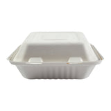 Deep Medium PLA Lined Hinged Lid Containers 7.875" x 8" x 3.19", Closed Front View