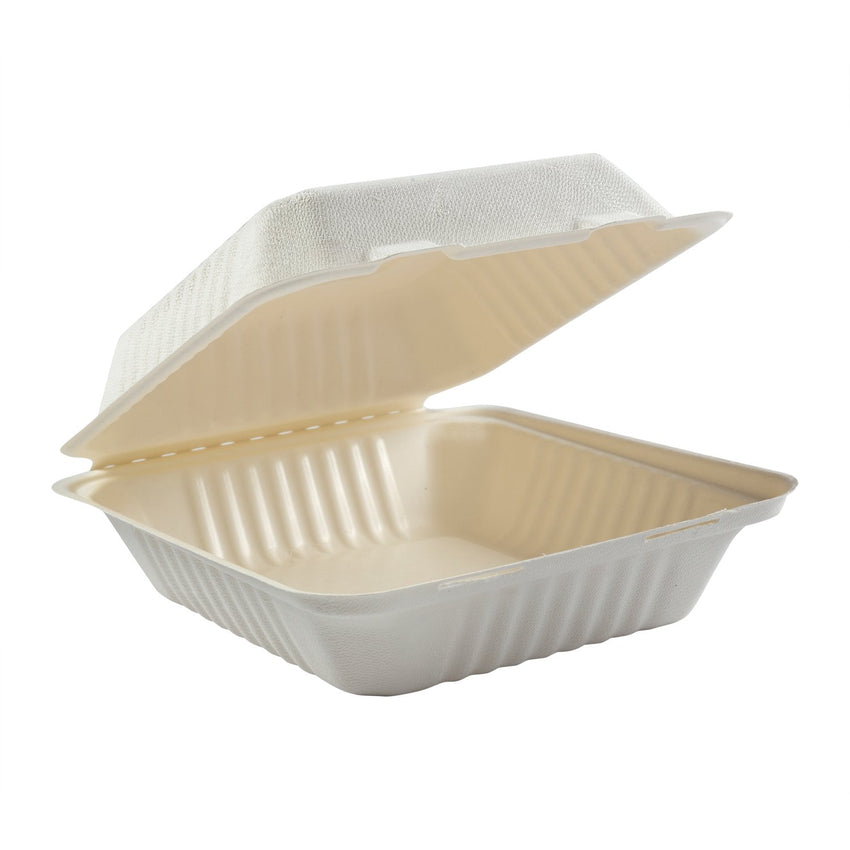 Deep Medium PLA Lined Hinged Lid Containers 7.875" x 8" x 3.19"