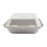 Deep Medium 3 section PLA Lined Hinged Lid Containers 7.875" x 8" x 3.19", Closed Front View
