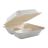Deep Medium 3 section PLA Lined Hinged Lid Containers 7.875" x 8" x 3.19"