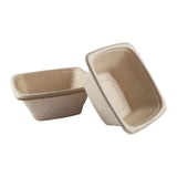 32 oz Tan Bowls Square, Two Bowls Stacked