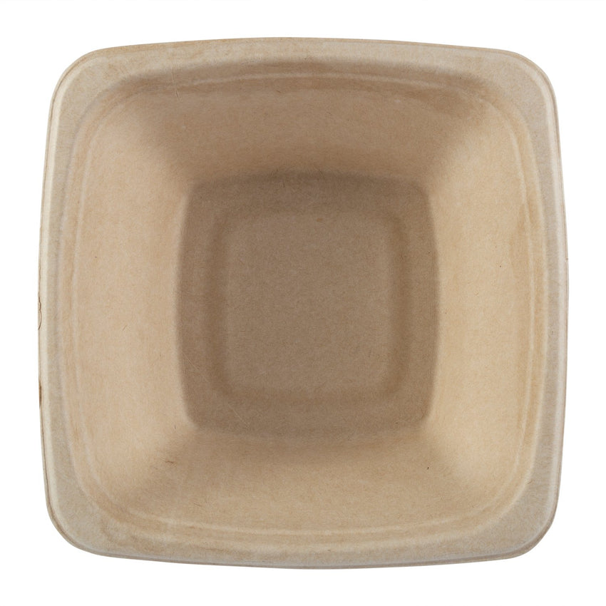 32 oz Tan Bowls Square, Overhead View