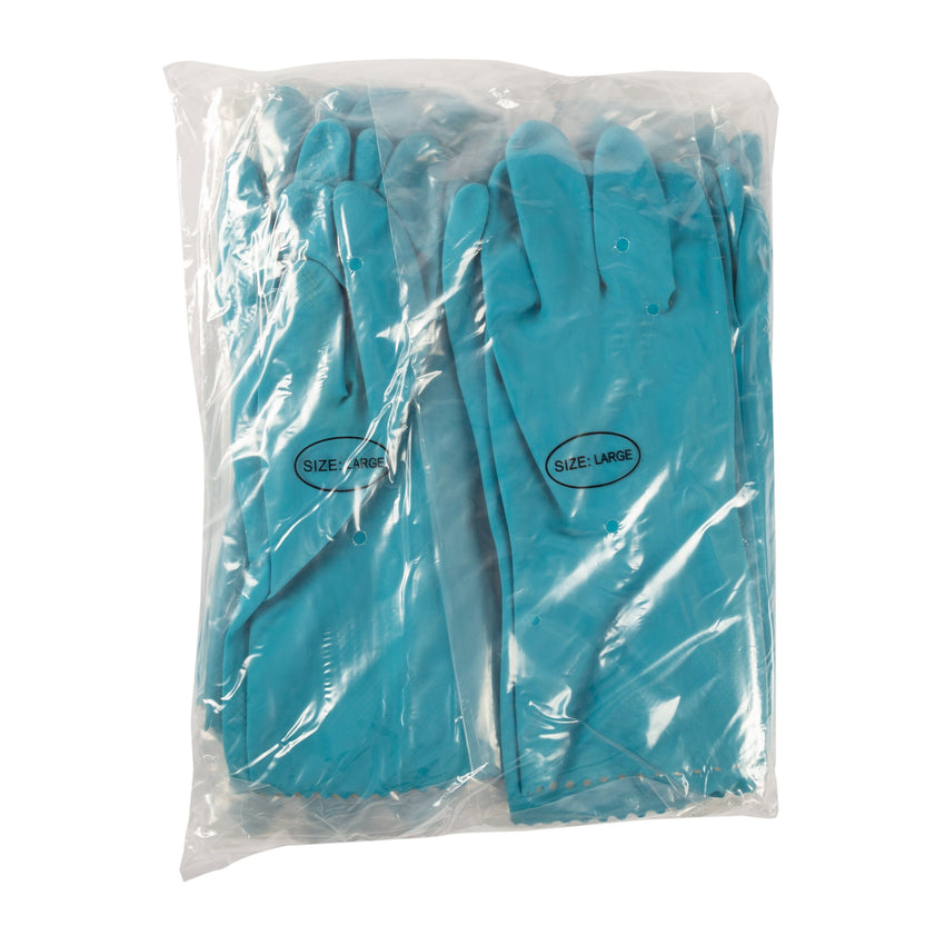Glove Hsld Rubber 12" Blue Silverlined, Case 12x12