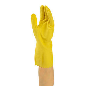 Glove Hsld Rubber Yellow Flocklined, Case 12x10