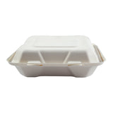 Medium Hinged Lid Containers 7.875" x 8" x 2.5", Closed Container, Front View