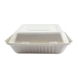 Large 3-section Hinged Lid Containers 9" x 9" x 3.19", Closed Container, Front View
