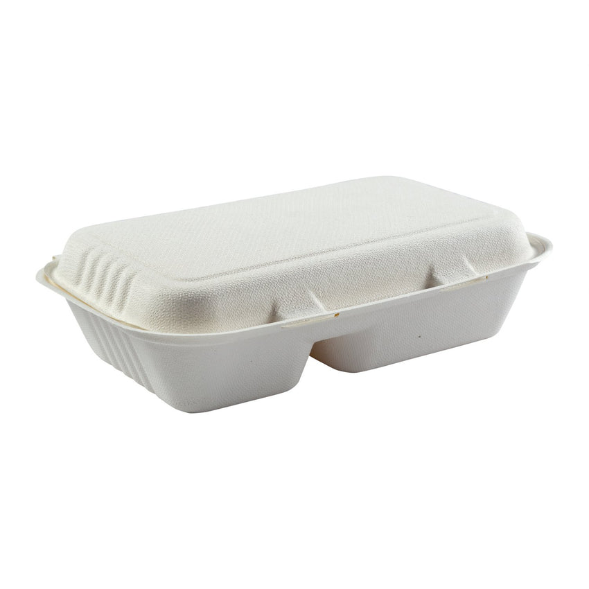2-section Hinged Lid Containers 9" x 6", Closed Container, Side View