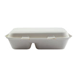 2-section Hinged Lid Containers 9" x 6", Closed Container, Front View