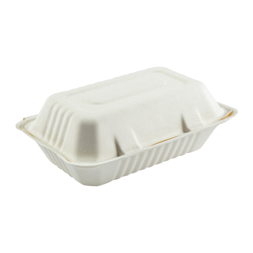 Hoagie Hinged Lid Containers 9" x 6", Closed Container, Side View