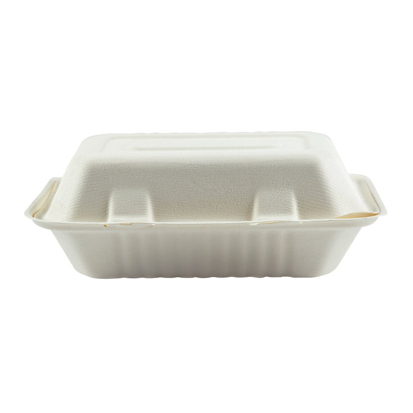 Hoagie Hinged Lid Containers 9" x 6", Closed Container, Front View
