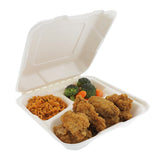 Medium 3-section Hinged Lid Containers 7.875" x 8" x 2.5", with food