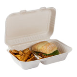 2-section Hinged Lid Containers 9" x 6", with food