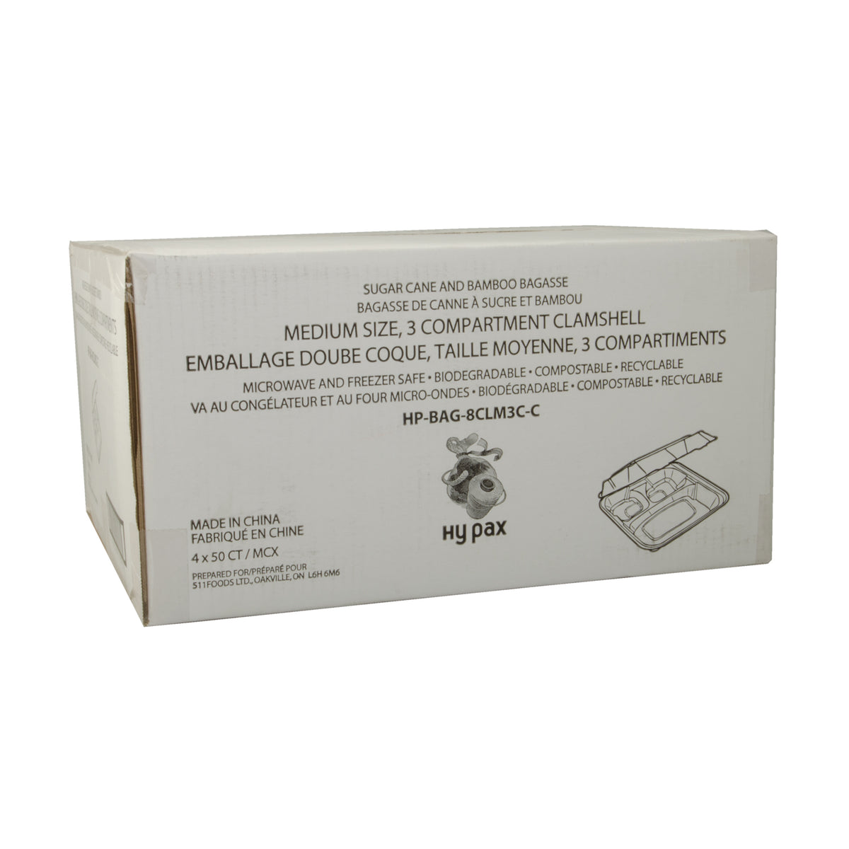 Clamshell 3 Compartment Natural Molded Fiber 8