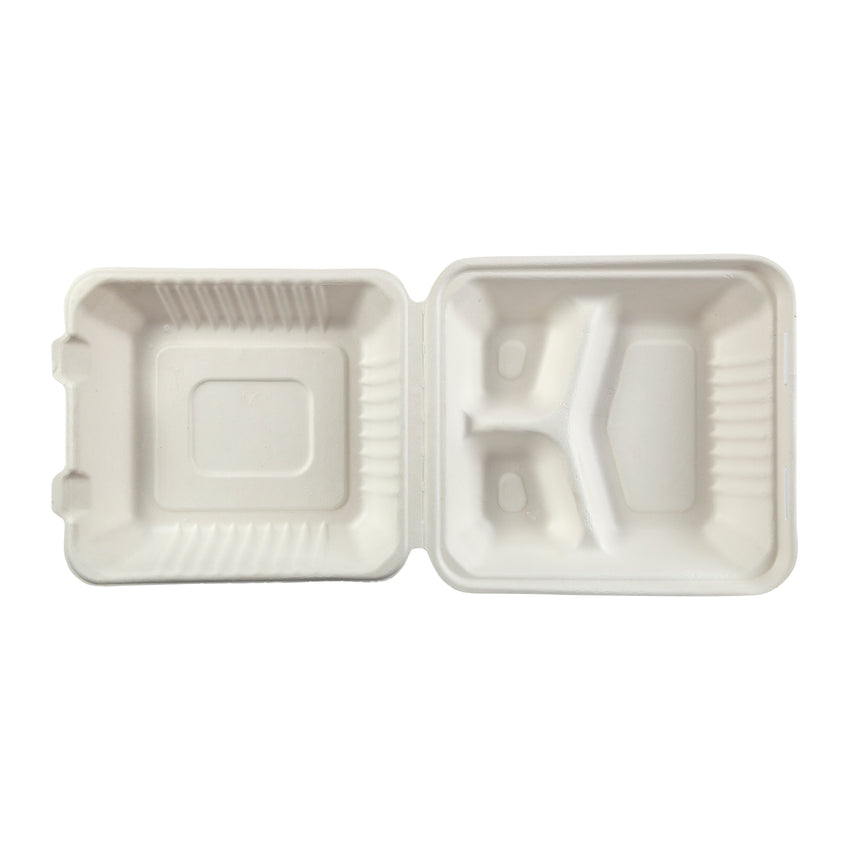 Eco-Products PLA Clear Clamshell Hinged 3 Compartment Container - 8 x 8 x  3 - EP-LC83 - 160/Case - US Supply House