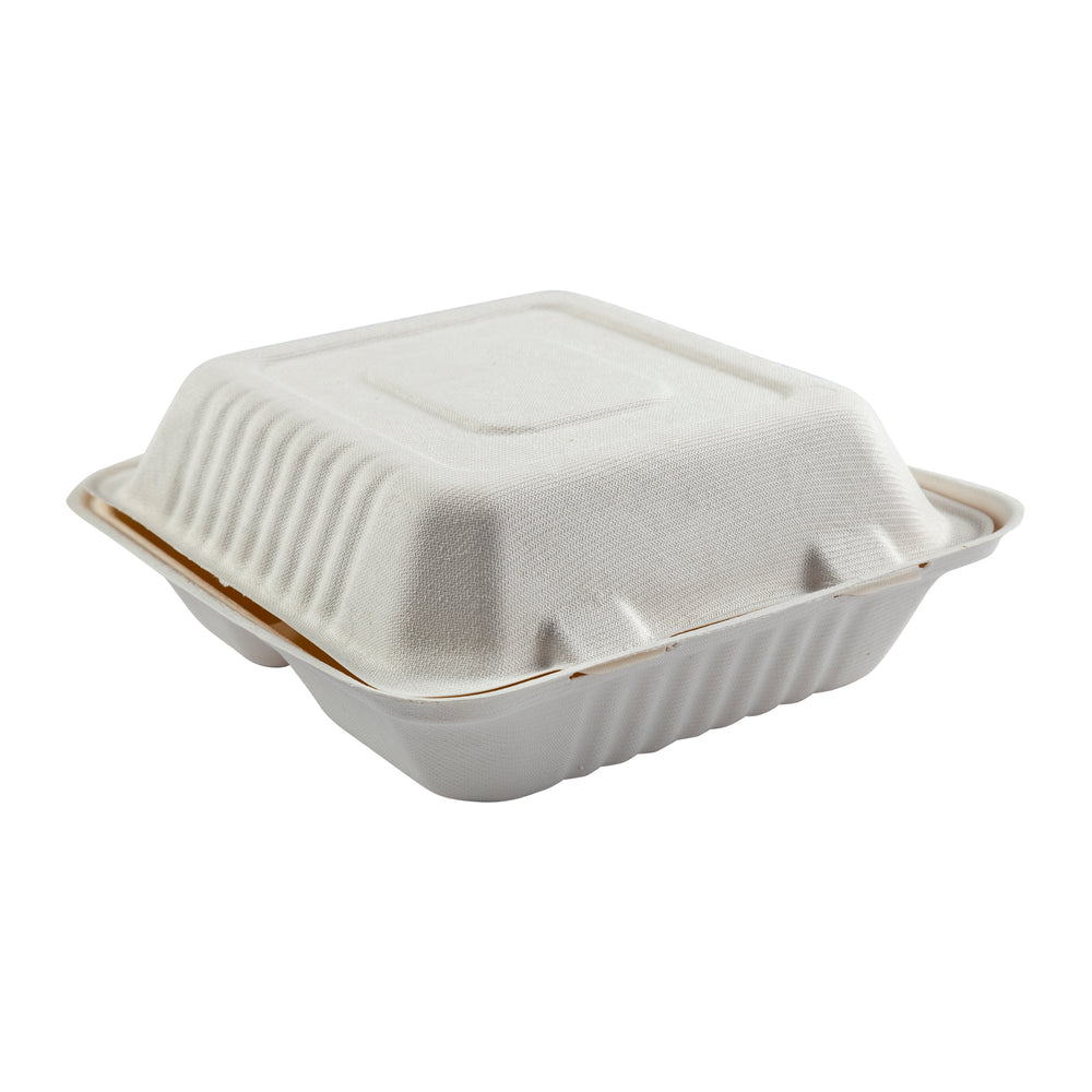 Clamshell 3 Compartment Natural Molded Fiber 8
