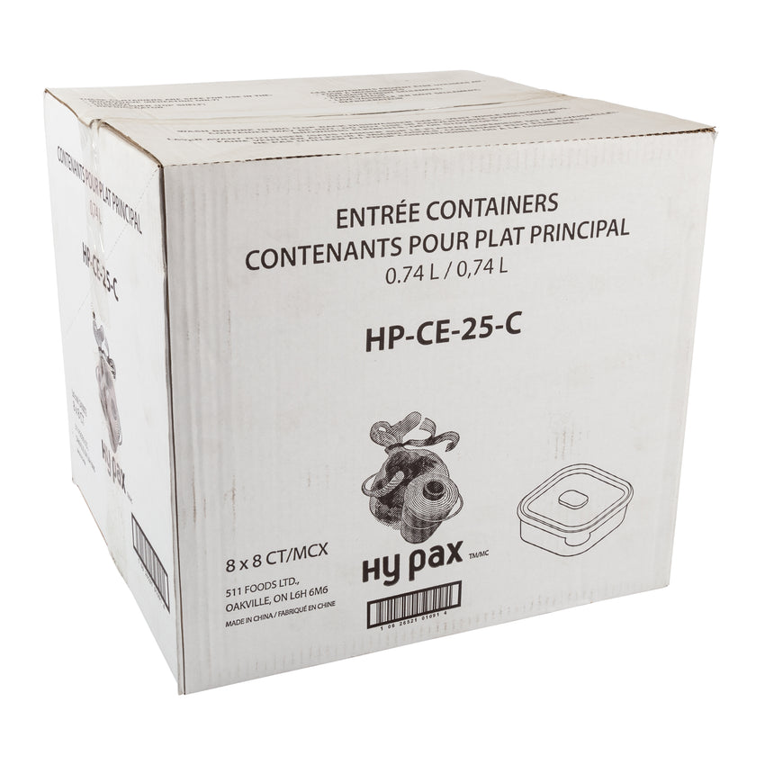 Container Entrée w Lid PP BPA Free 25oz, Case 8x8