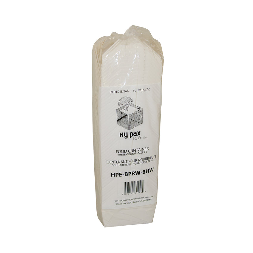 Take Out Food Container #8 HW White, Case 50x6