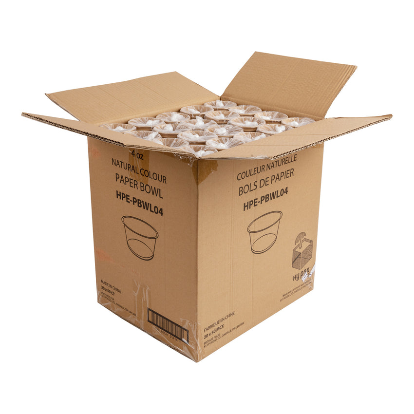 Hy Pax Eco 4oz Paper Bowl, Natural, Case Open