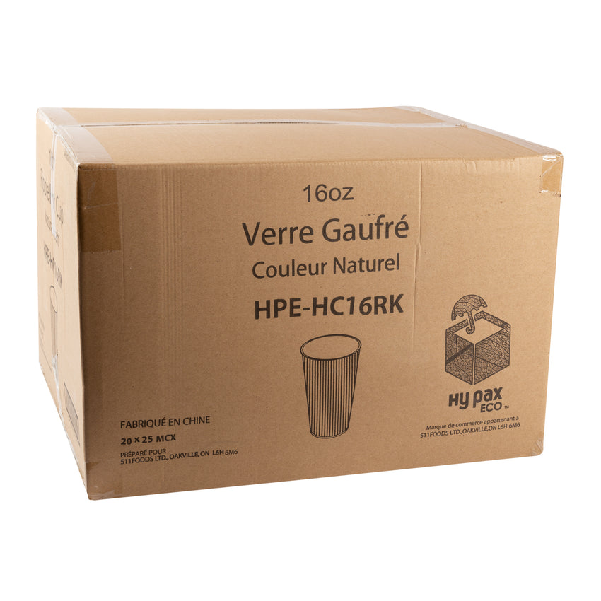 Cup Hot Kraft Ripple 16oz Nature, Case 25x20