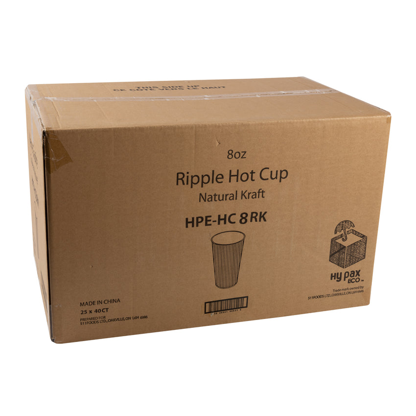 Choice 8 oz. Squat Double Wall Ripple Kraft Paper Hot Cup - 500/Case