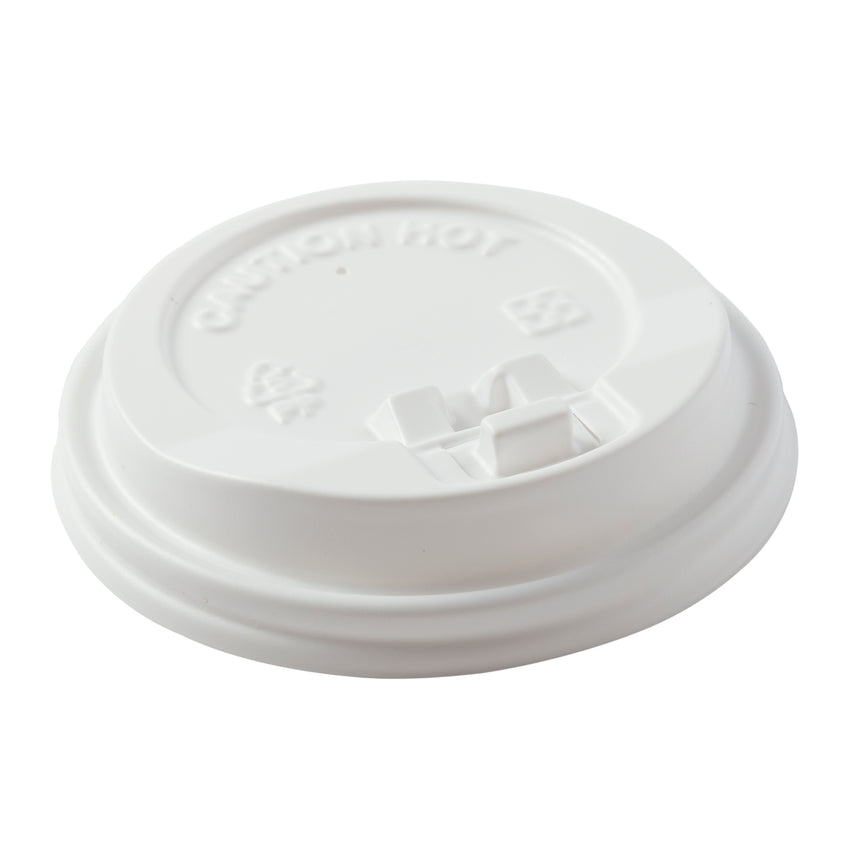 Lid Hot Cup PP Dome with latch 80mm Wht, Case 50x20