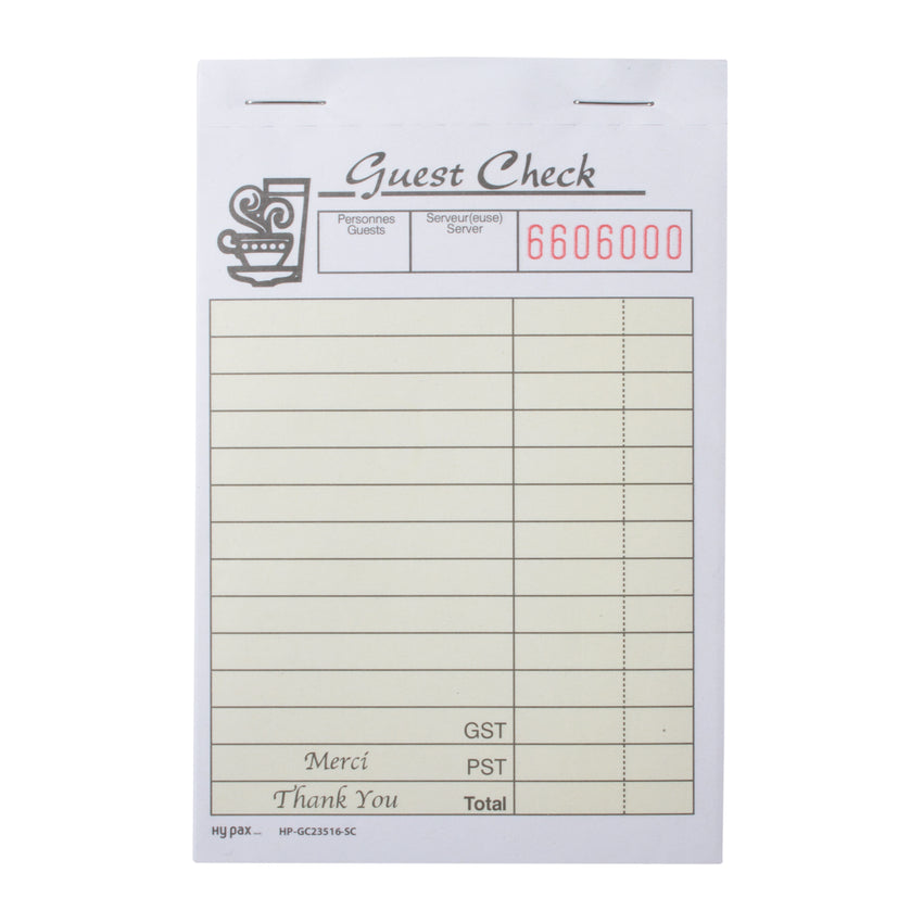 Guest Check Single 3.4x5.1" Bilingual 11ln, Case 100x10x10