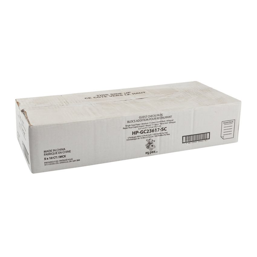 Guest Check Single 3.5x6.7" Bilingual 11ln, Case 100x10x5