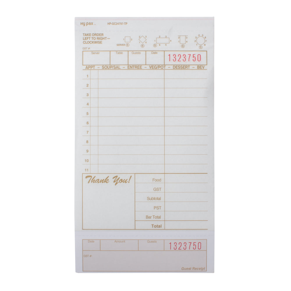Guest Check 2 Part English 11ln, Case 250x8 – ACR Canada