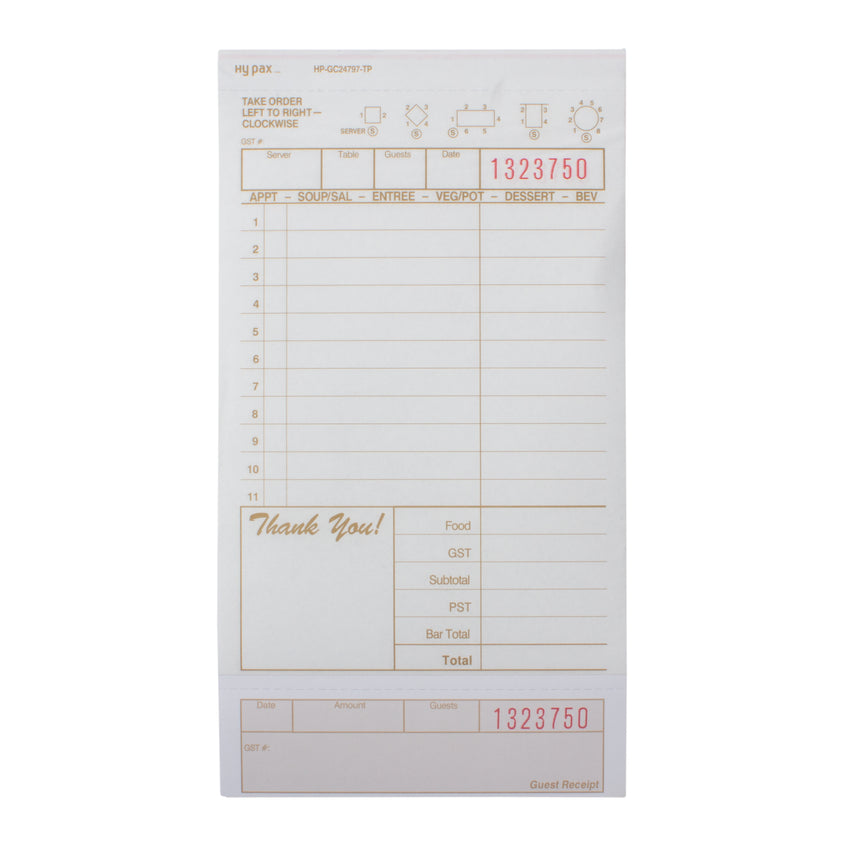 Guest Check 2 Part English 11ln, Case 250x8