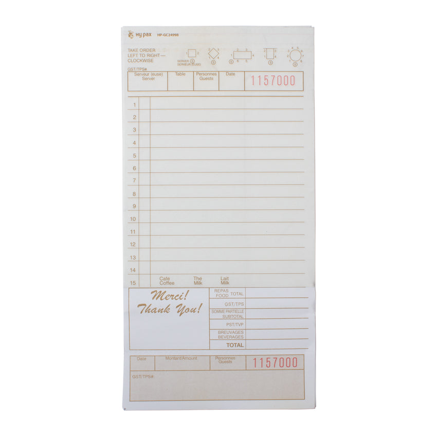 Guest Check 2 Part 4.2x8.4" Bilingual 15ln, Case 250x8