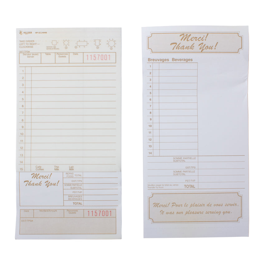 Guest Check 2 Part 4.2x8.4" Bilingual 15ln, Case 250x8