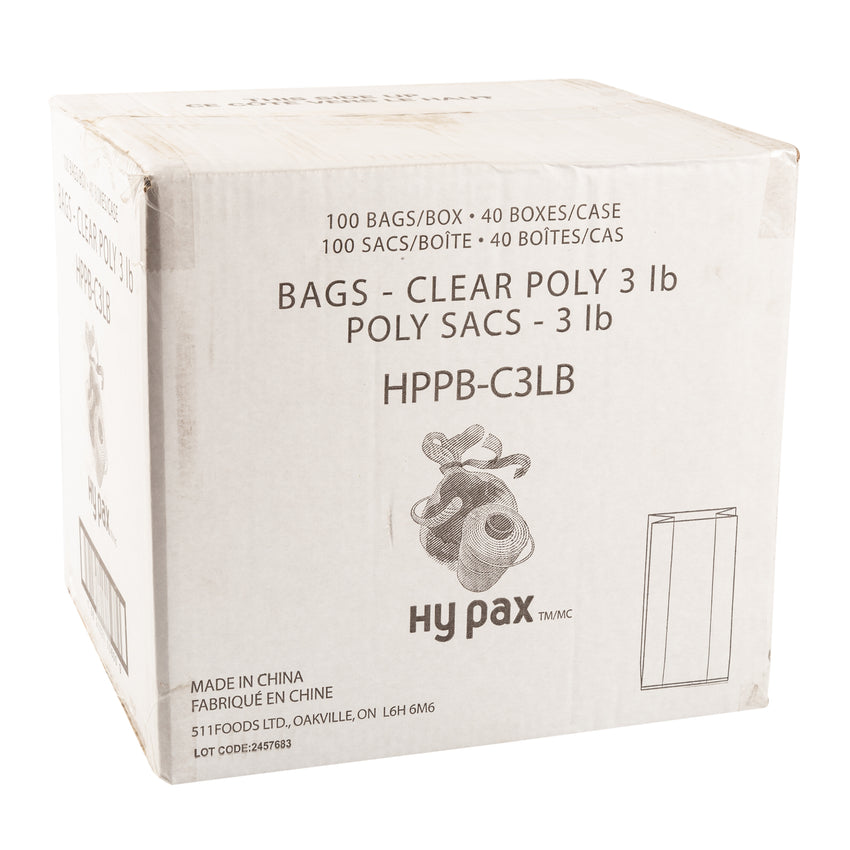 Bag Poly 3lb Clear, Case 100x40