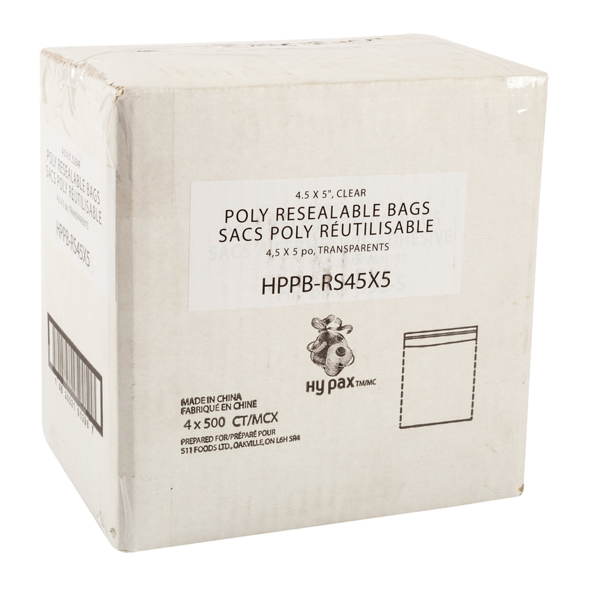 Bag Resealable Poly 4.5x5", Case 500x4