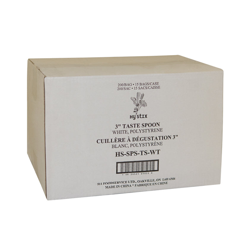 Taste Spoon Polystyrene 3" White, Case 200x15