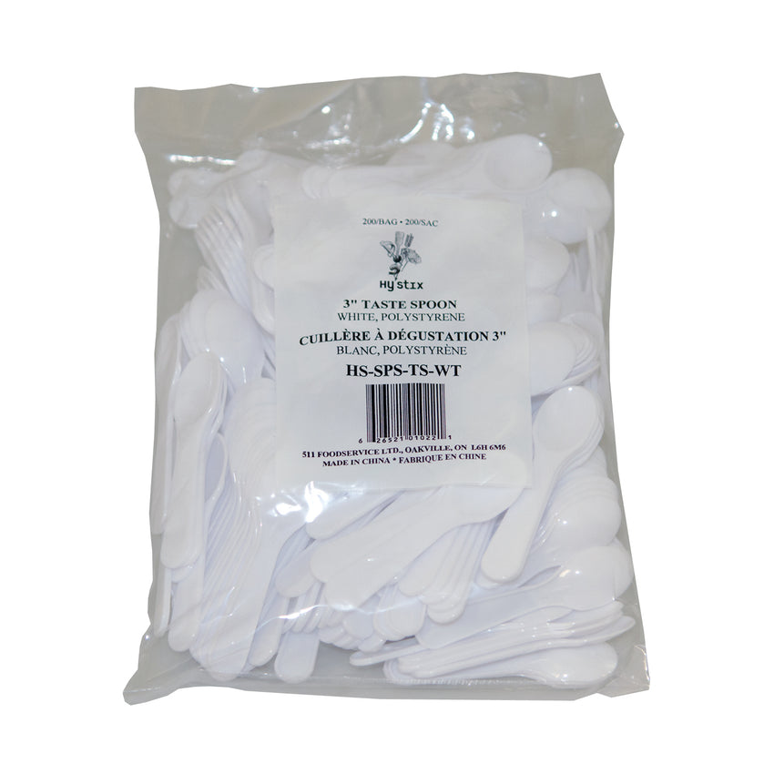 Taste Spoon Polystyrene 3" White, Case 200x15