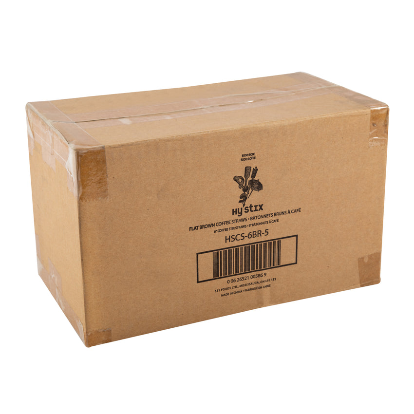 Stirrer Coffee Flat Plastic 6" Brown, Case 5000