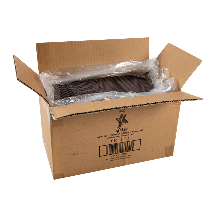 Stirrer Coffee Flat Plastic 6" Brown, Case 5000