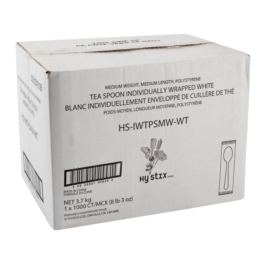 Teaspoon MW Polystyrene White IW, Case 1000