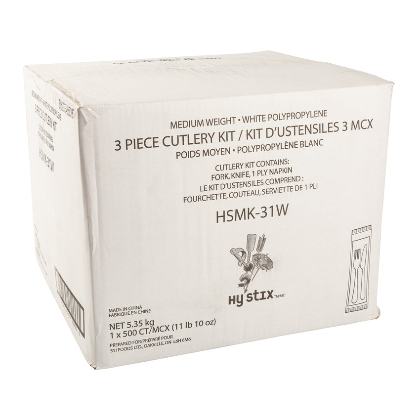 Meal Kit 3pc MW Polypropylene White, Case 500