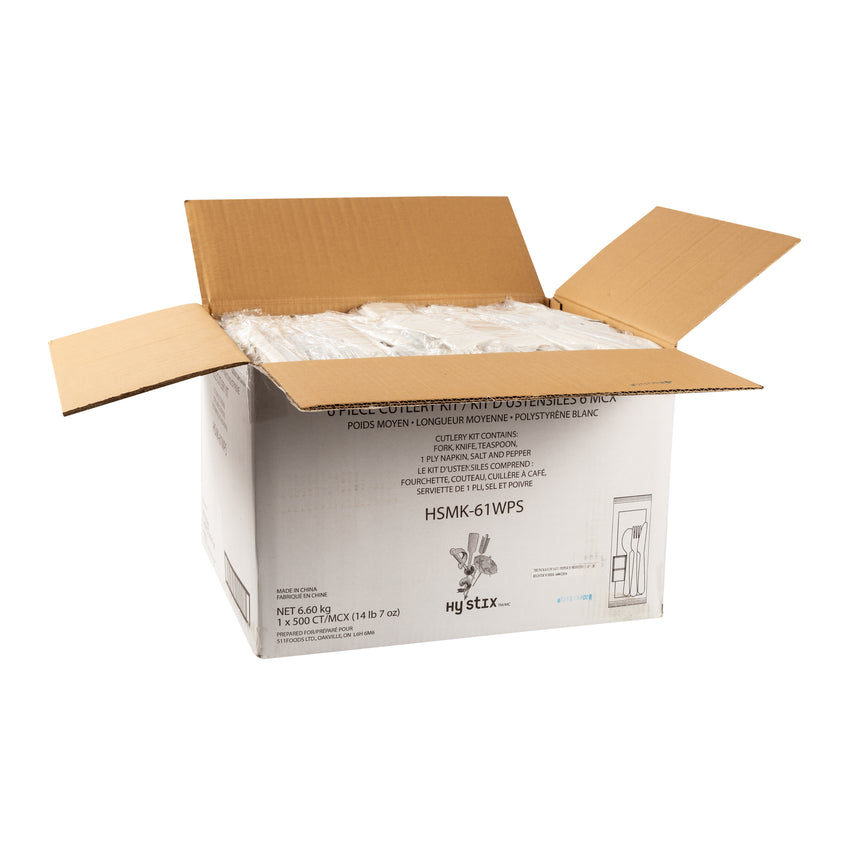 Meal Kit 6pc MW Polystyrene White, Case 500
