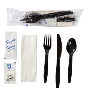 Meal Kit 7pc MW Polystyrene Black, Case 500